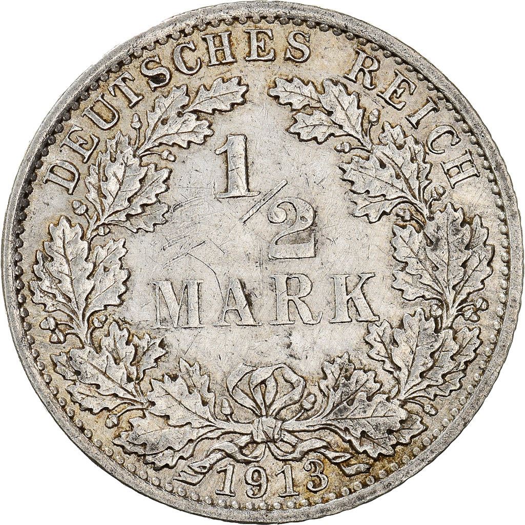 German Empire 1/2 Mark Coin | Deutsches Reich | Wilhelm II | Type 2 | KM17 | 1905 - 1919