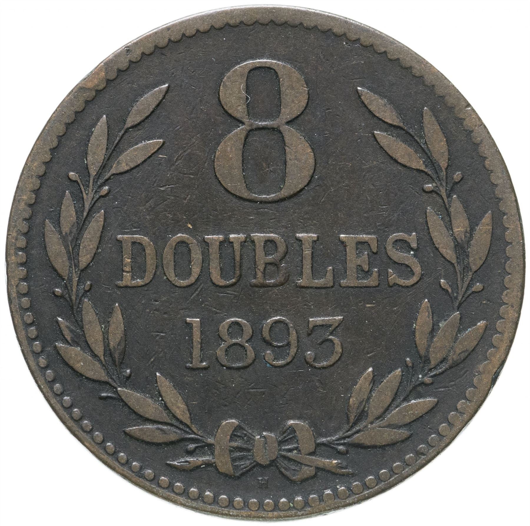 Guernsey 8 Doubles Coin | KM7 | 1864 - 1911