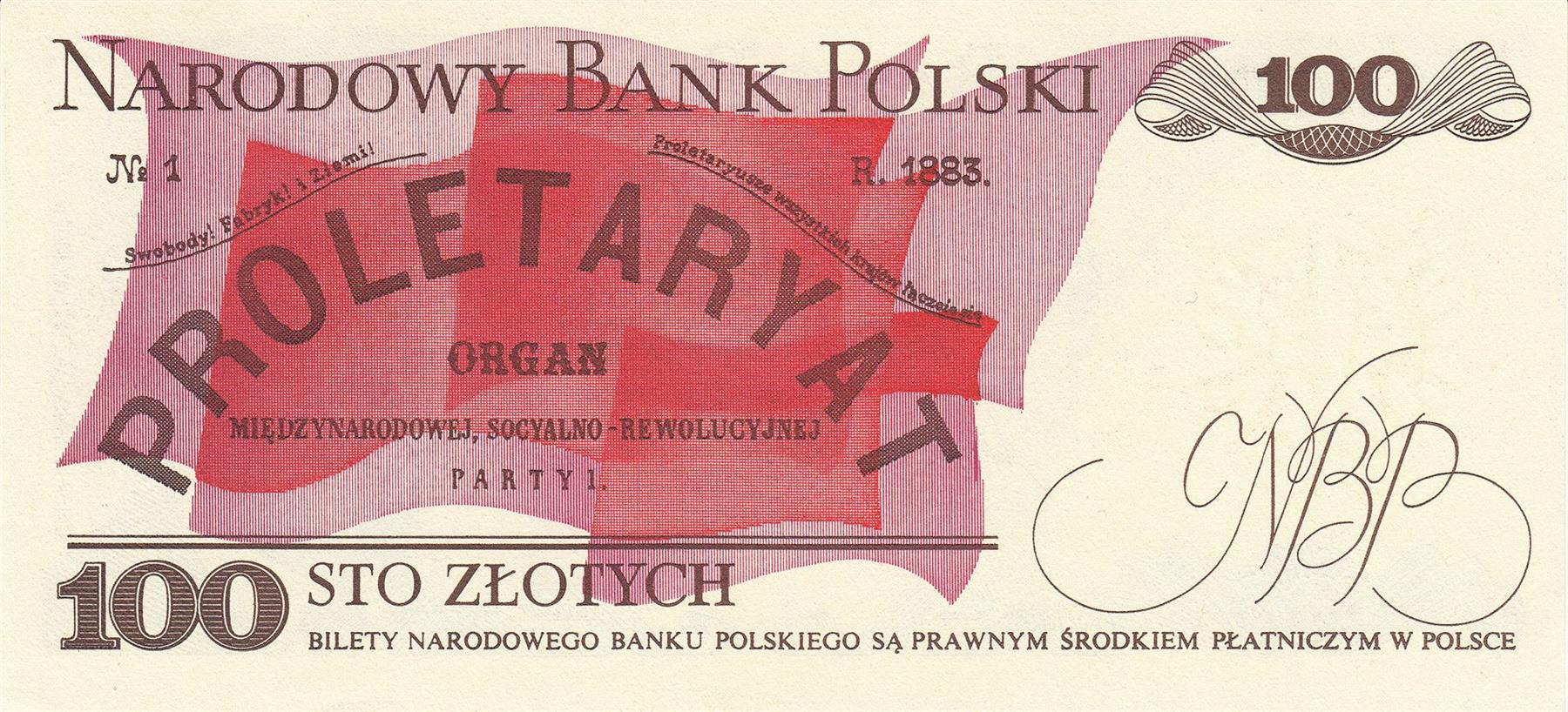 Poland | 100 Zlotys Banknote | 1975 - 1988 | Ludwik Waryński | White Eagle | Flying Banners | "Proletaryat" Magazine