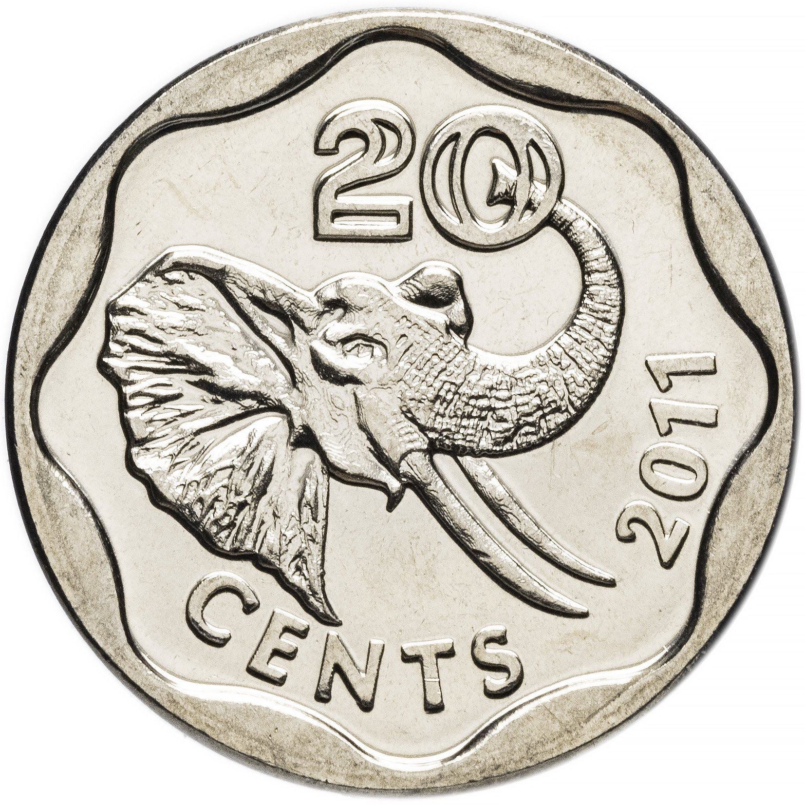 Kingdom of Swaziland | 20 Cents Coin | Elephant | KM:61 | 2011