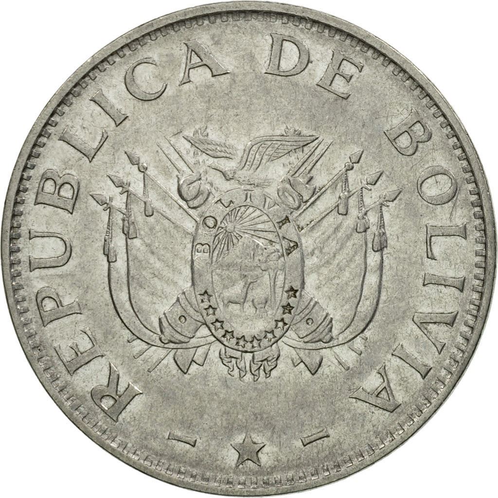 Bolivia | 50 Centavos Coin | Stainless steel | Coat of Arms | KM:204 | 1987-2008
