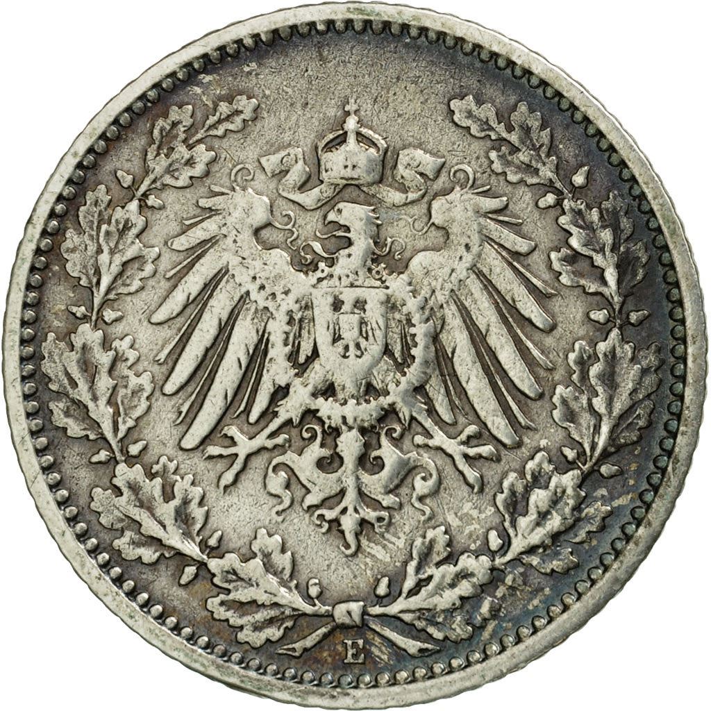 German Empire 1/2 Mark Coin | Deutsches Reich | Wilhelm II | Type 2 | KM17 | 1905 - 1919