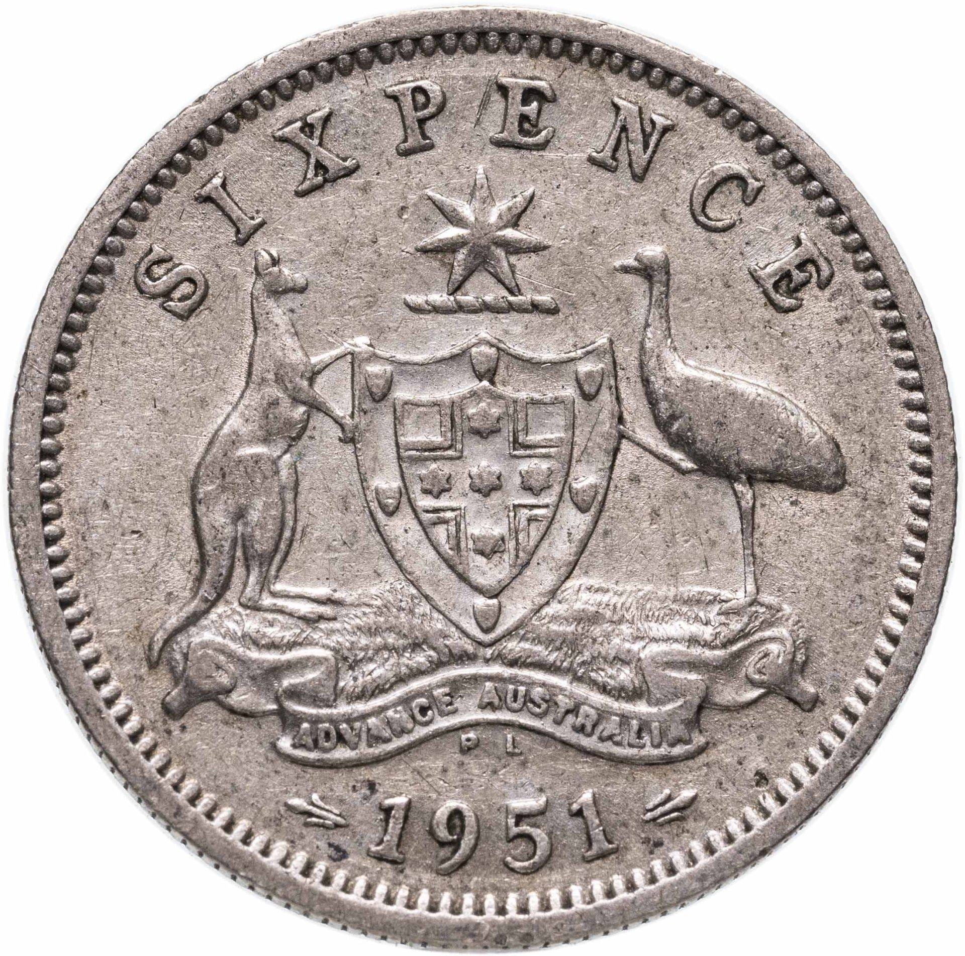 Australia | 6 Pence Coin | George VI | KM:45 | 1950 - 1952