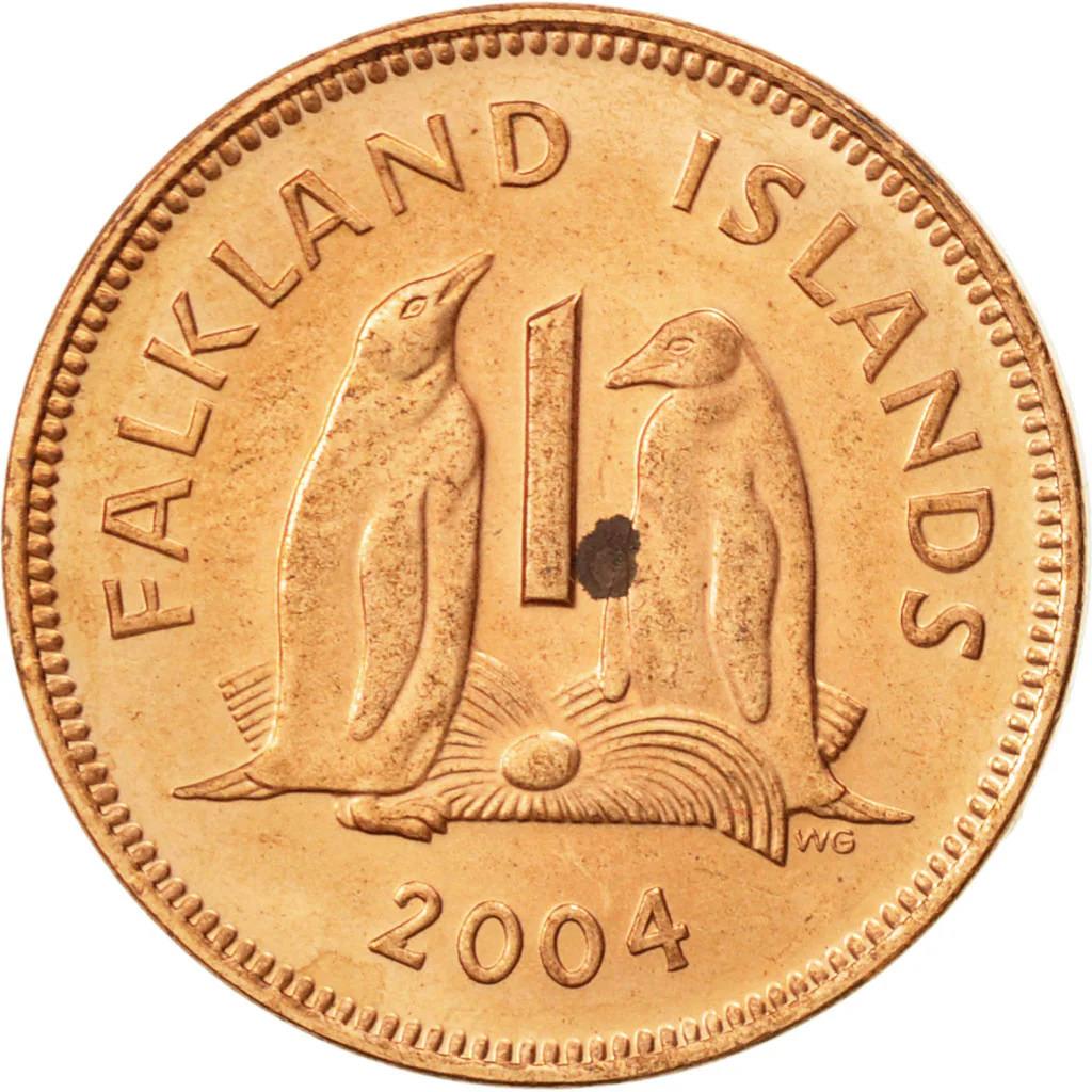 Falkland Islands 1 Penny Coin | 1 Penny Coin | Elizabeth II | Penguins | KM130 | 2003 - 2011