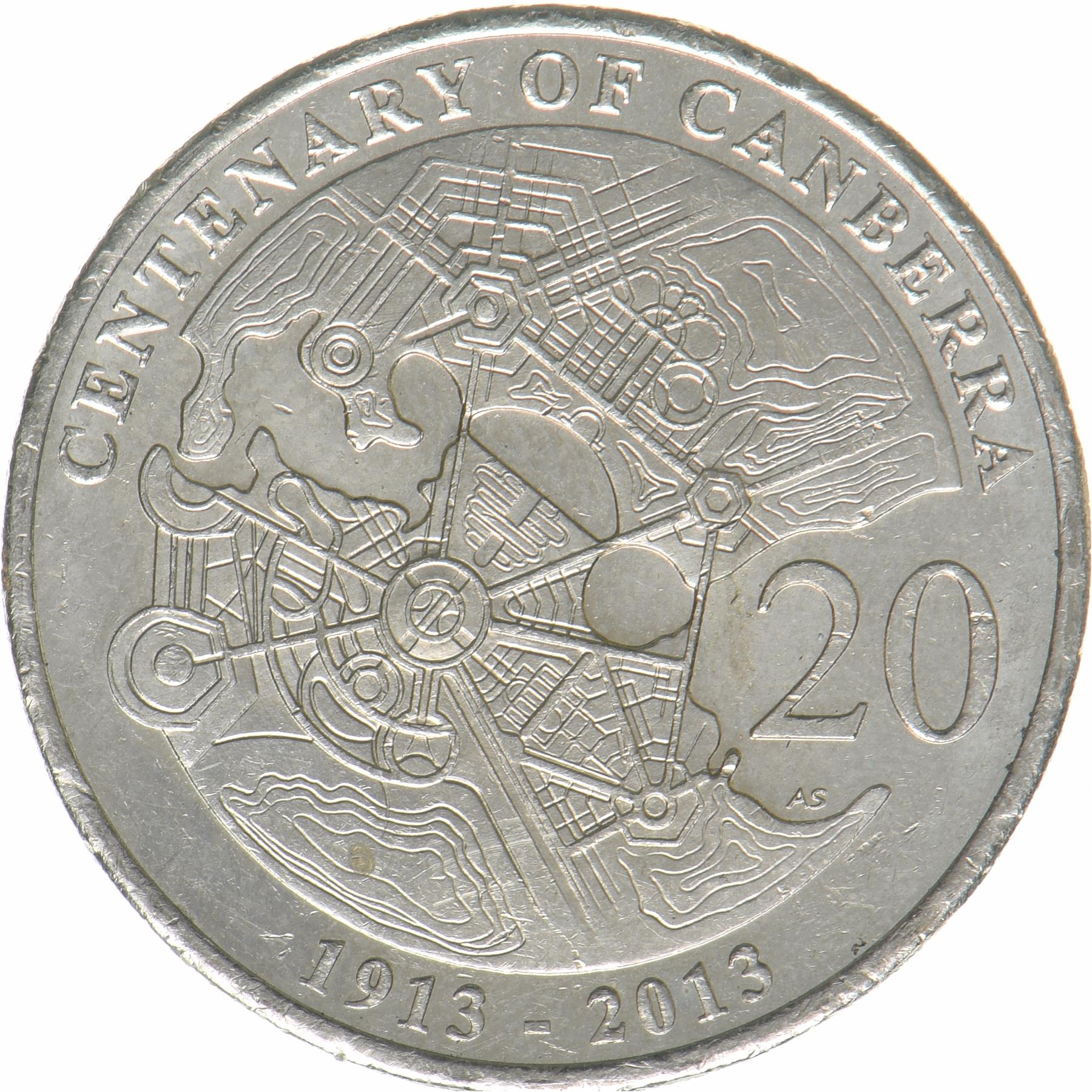 Australia | 20 Cents Coin | Centenary of Canberra | KM:2080 | 2013