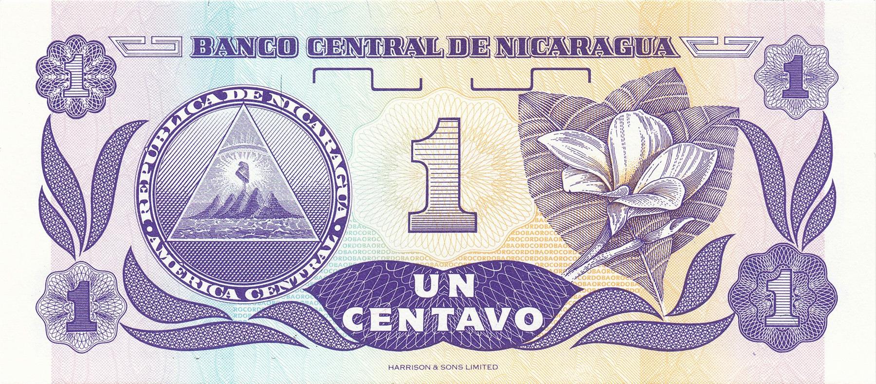 Nicaragua | 1 Centavo Banknote | 1991 | Francisco Hernandez de Cordoba | Sacuanjoche