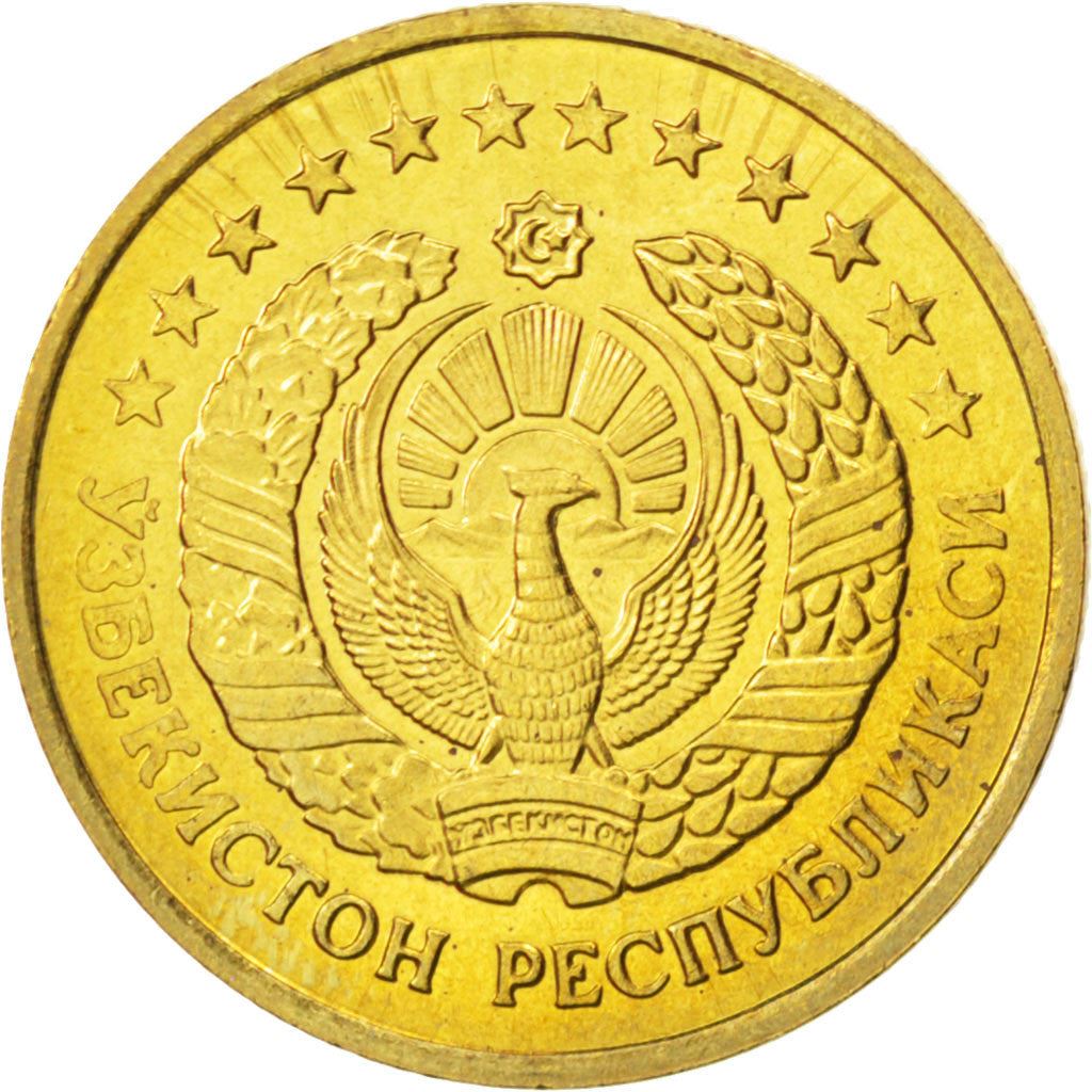 Uzbekistan | 5 Tiyin Coin | Stars | Cotton | Wheat | Sun | Huma Bird | Km:3 | 1994