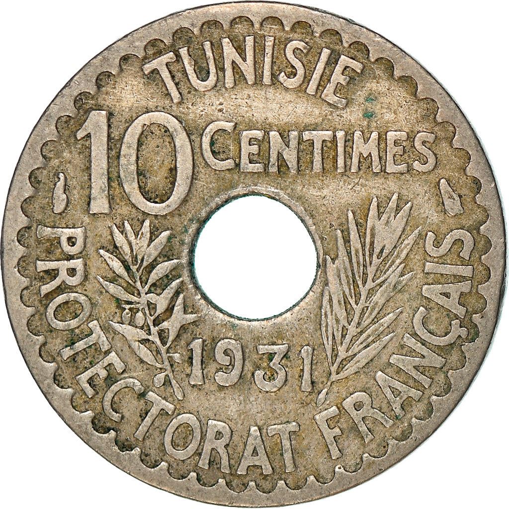 Tunisia | 10 Centimes Coin | Ahmad II | KM:259 | 1931 - 1938