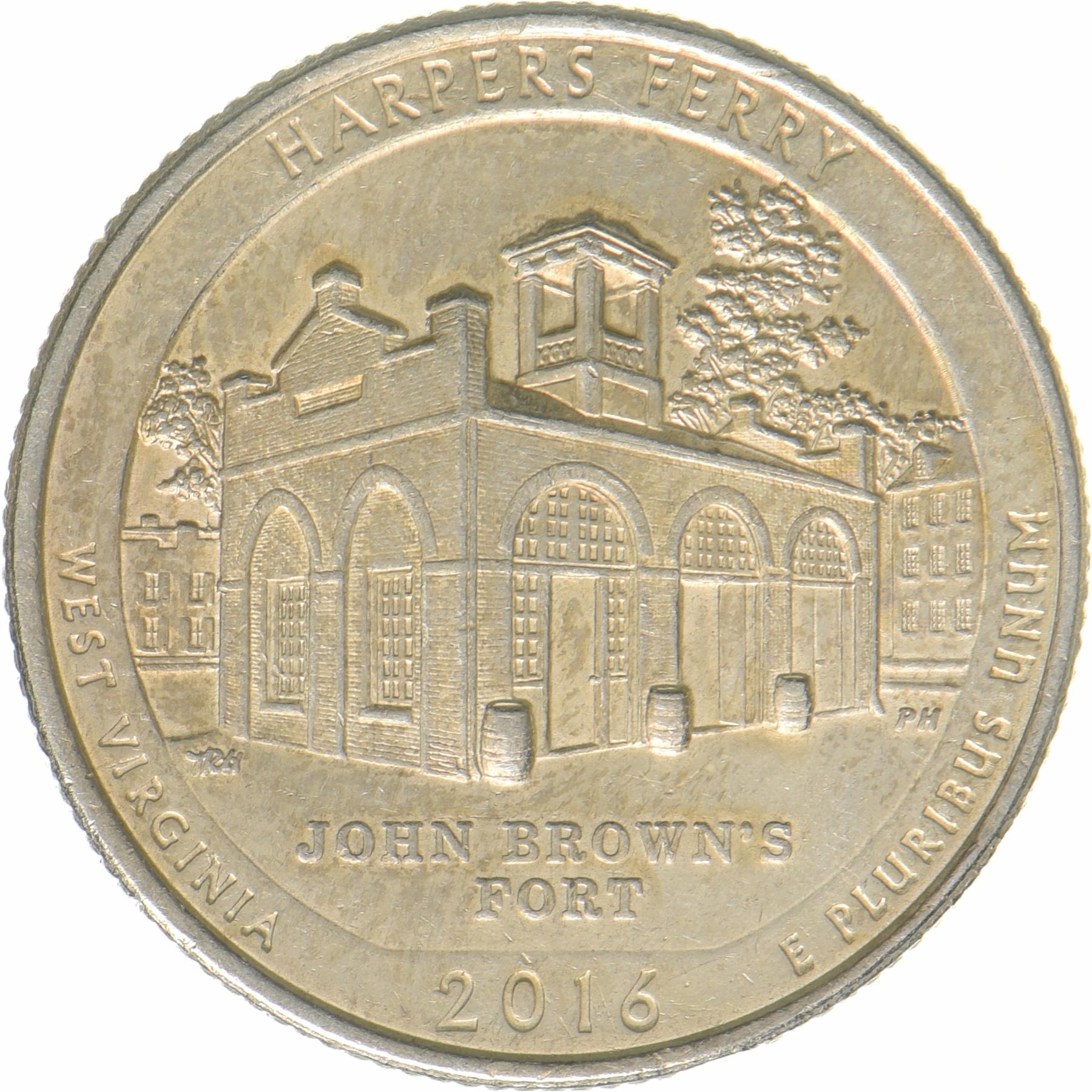 United States | 1/4 Dollar Coin | Harpers Ferry Park | KM:637 | 2016