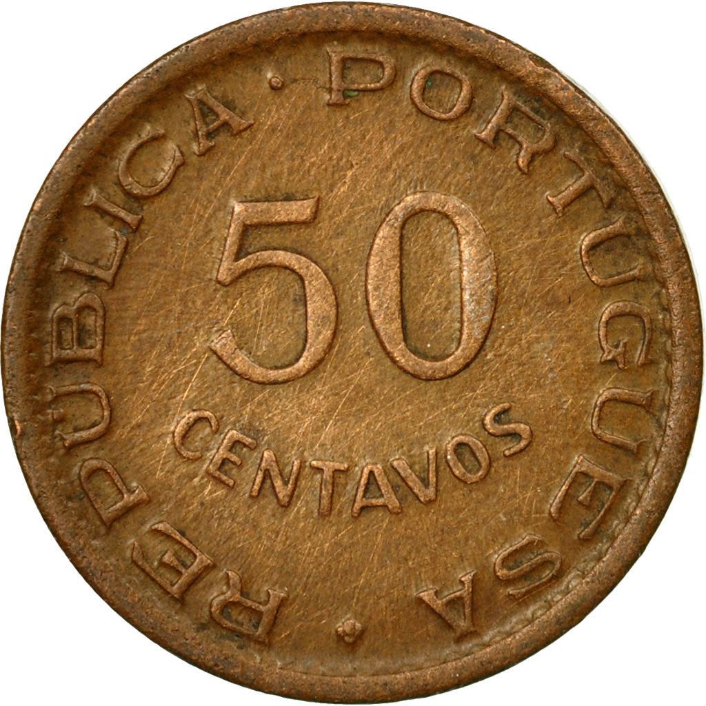 Angola | 50 Centavos Coin | Horse | Elephant | Shield | Km:75 | 1953 - 1961