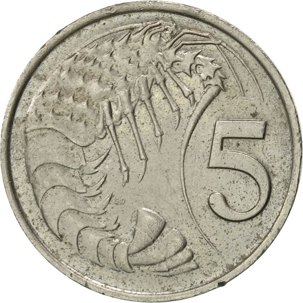 Cayman Islands | 5 Cents Coin | Crayfish | Elizabeth II | Km:88 | 1987 - 1990