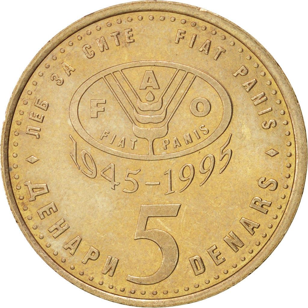 North Macedonia 5 Denari Coin | FAO | Lynx | KM7 | 1995