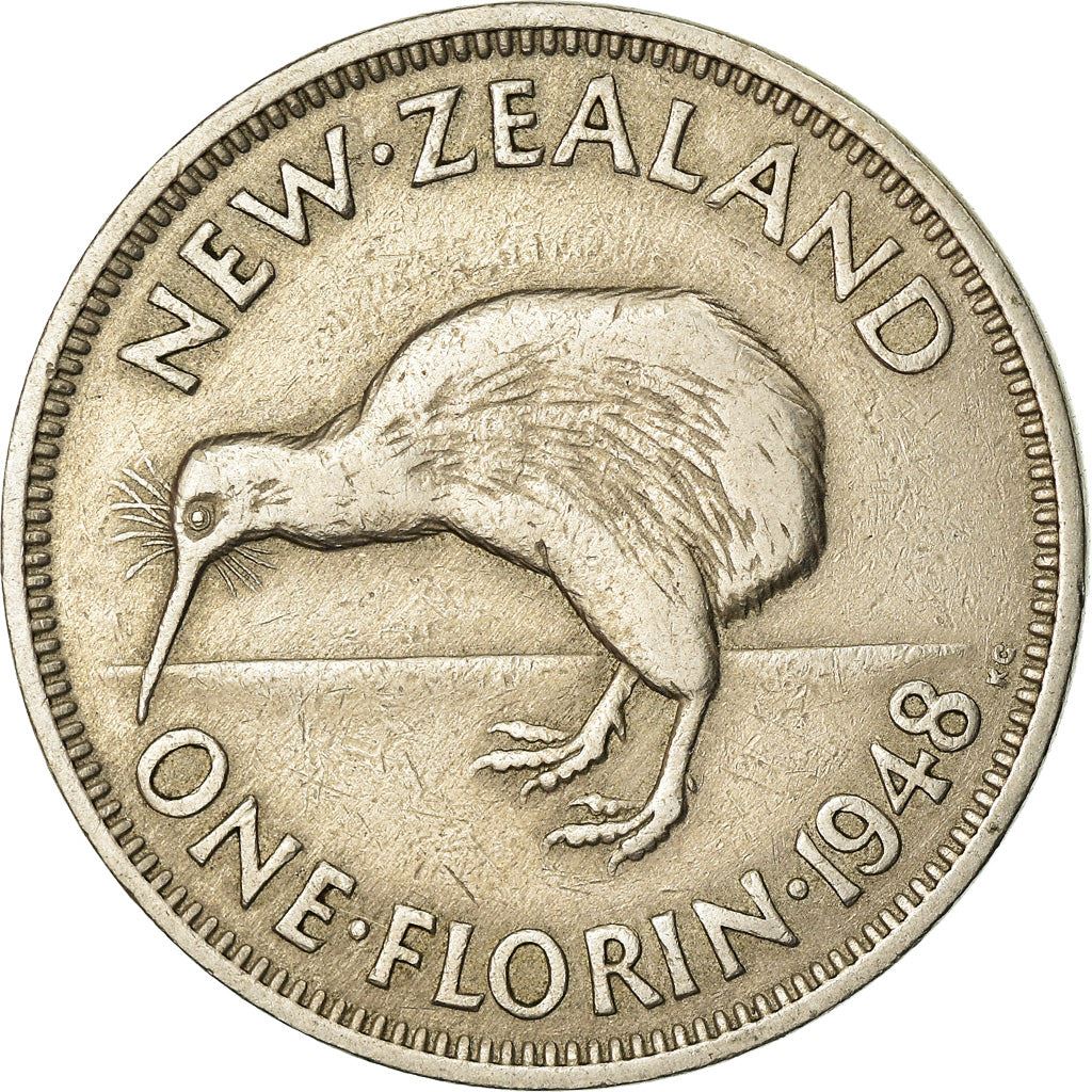 New Zealander 1 Florin Coin | King George VI | Kiwi Bird | KM18 | 1948 - 1951