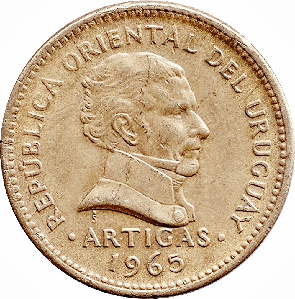 Uruguay 5 Pesos Coin | Artigas | Sun | KM47 | 1965