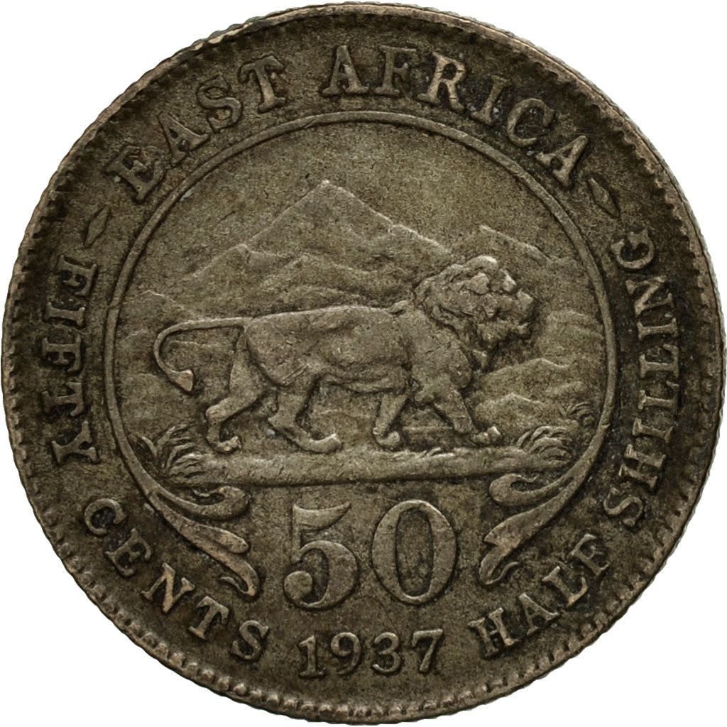 Afrique de l'Est | Pièce de 50 Cents | George VI | Lion | Montagnes | Km:27 | 1937 - 1944