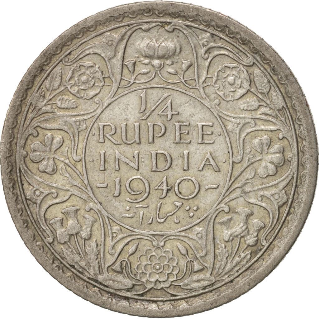 India - British | 1/4 Rupee Coin | King George VI | Km:545 | 1940