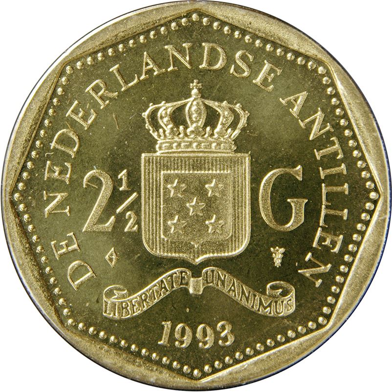 Netherlands Antillean Coin 2.5 Gulden Coin | Queen Beatrix | KM38 | 1989 - 2013