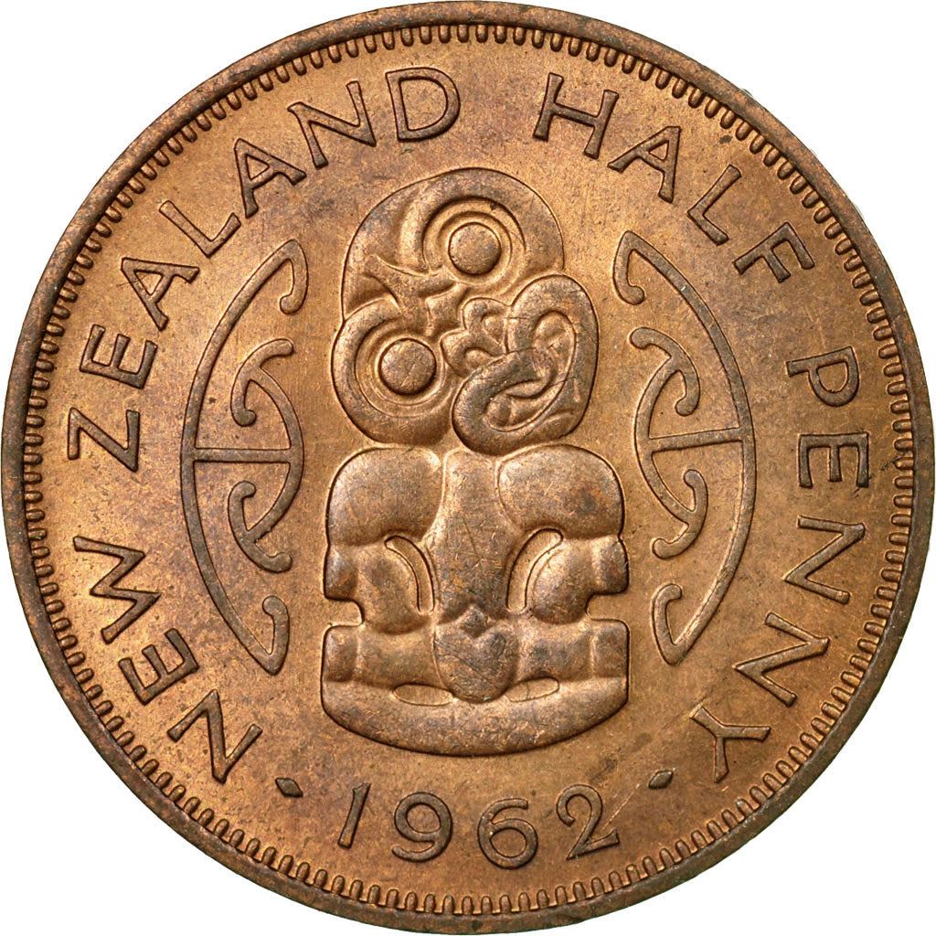 New Zealand | 1/2 Penny Coin | Elizabeth II | Hei-Tiki | Maori Pendant | Km:23.1 | 1953 - 1965