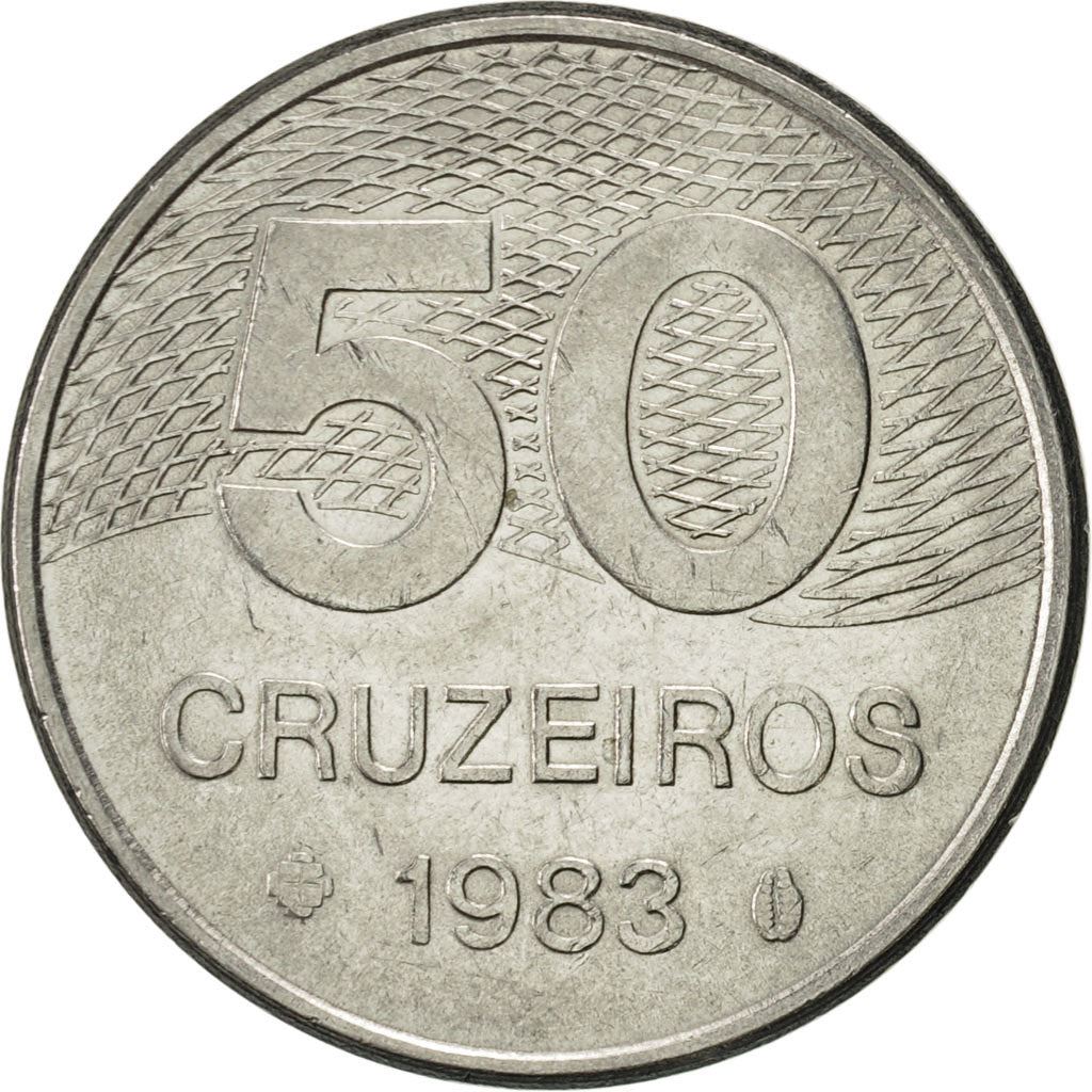 Brazil | 50 Cruzeiros Coin | Map of Brasilia | Km:594 | 1981 - 1984