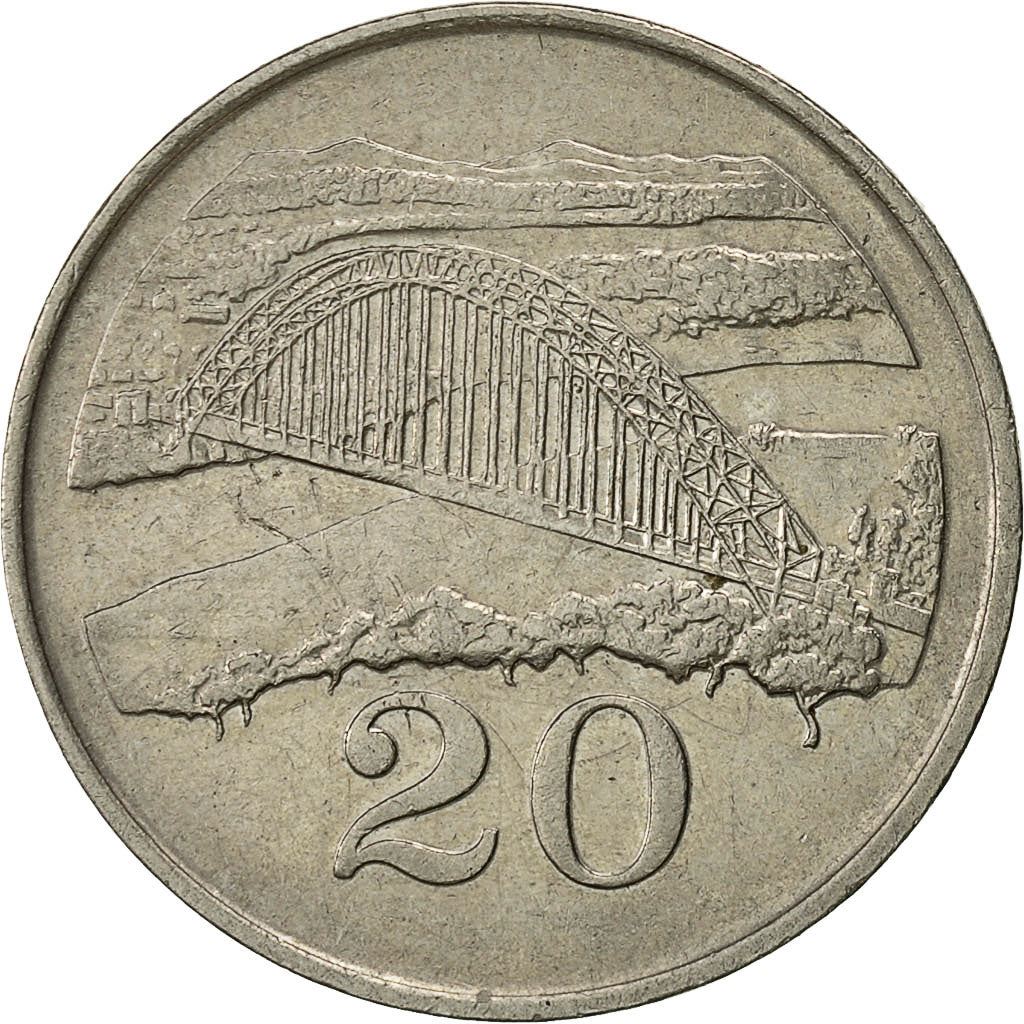 Zimbabwe | 20 Cents Coin | Birchenough Bridge | Km:4 | 1980 - 1997