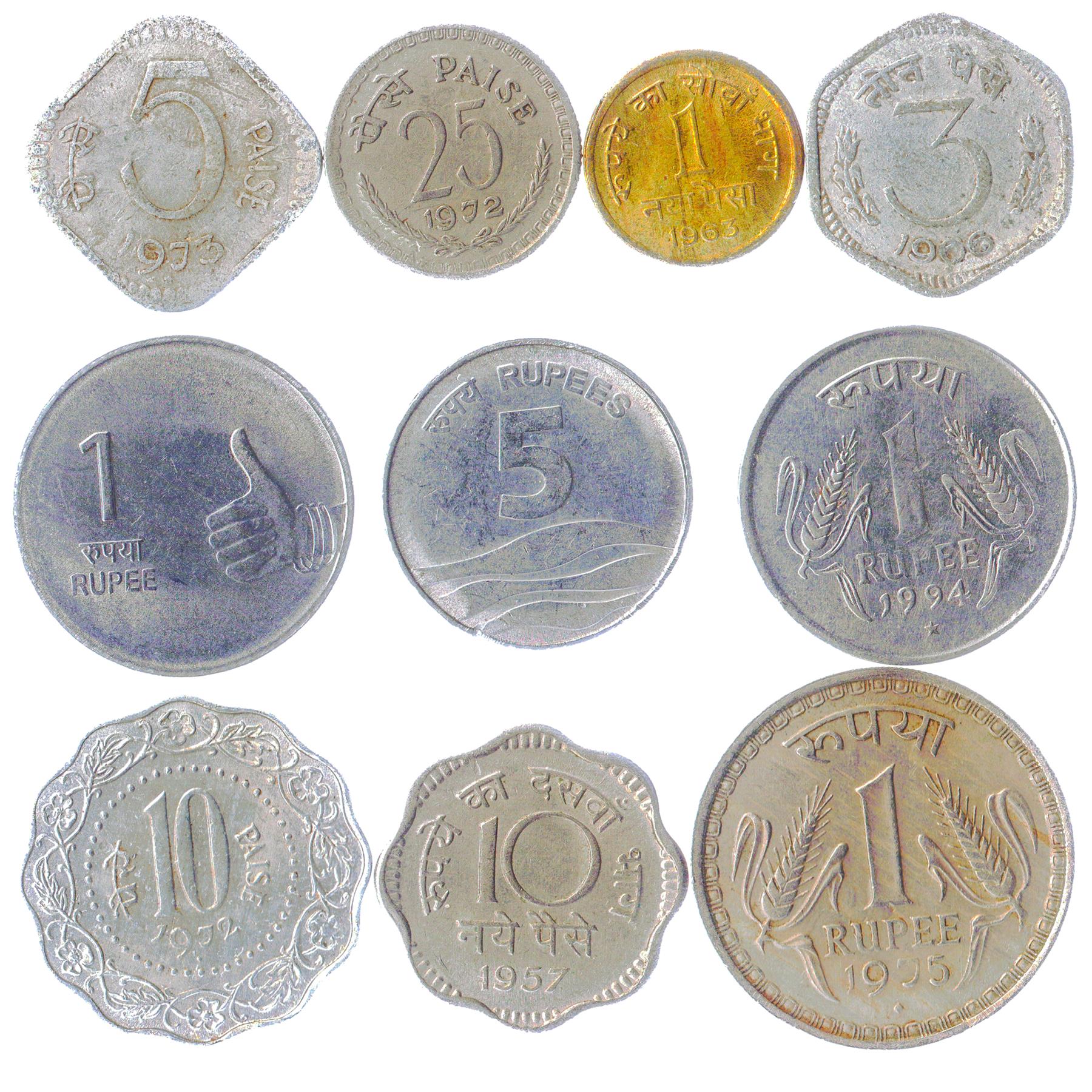 India 10 Mixed Coins | 1950 - 2026