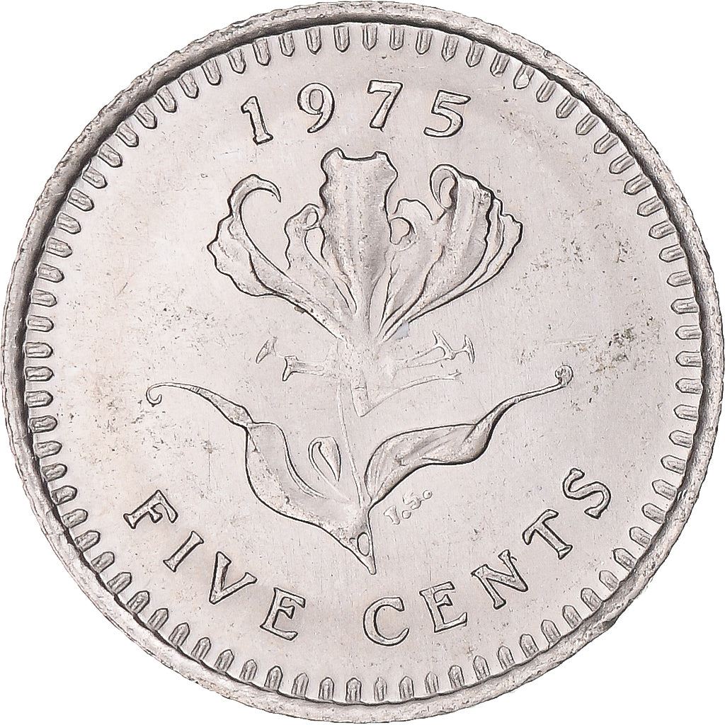 Rhodesia | 5 Cents Coin | Antelopes | Lily | Km:13 | 1975 - 1977