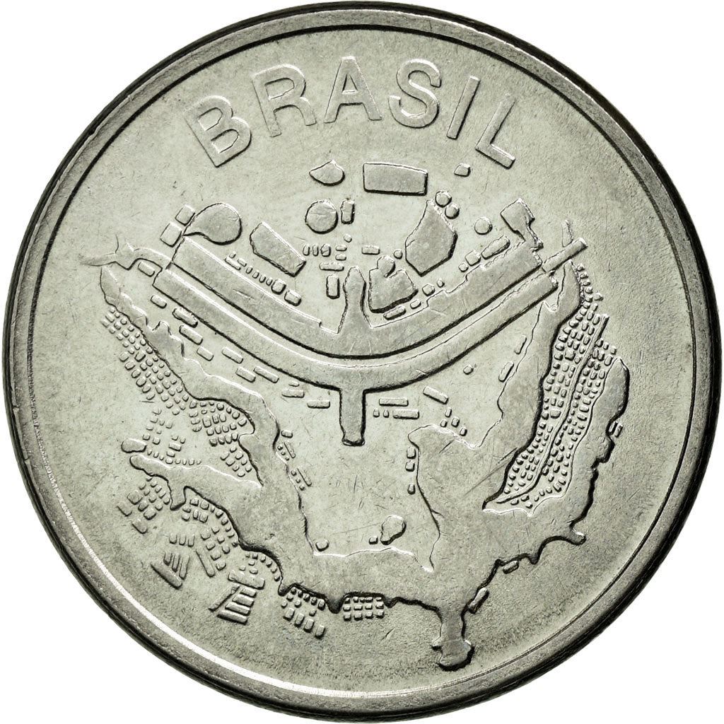 Brazil | 50 Cruzeiros Coin | Map of Brasilia | Km:594 | 1981 - 1984