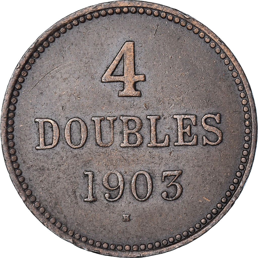 Guernsey 4 Doubles Coin | Guernsey Arms | KM5 | 1864 - 1911