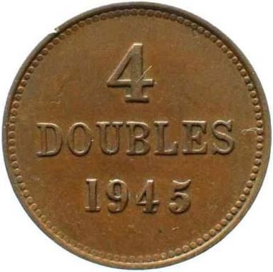 Guernsey 4 Doubles Coin | KM13 | 1914 - 1949