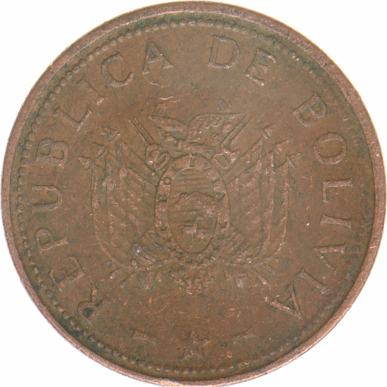 Bolivien | 10-Centavos-Münze | kupferplattierter Stahl | KM:213 | 2001–2008