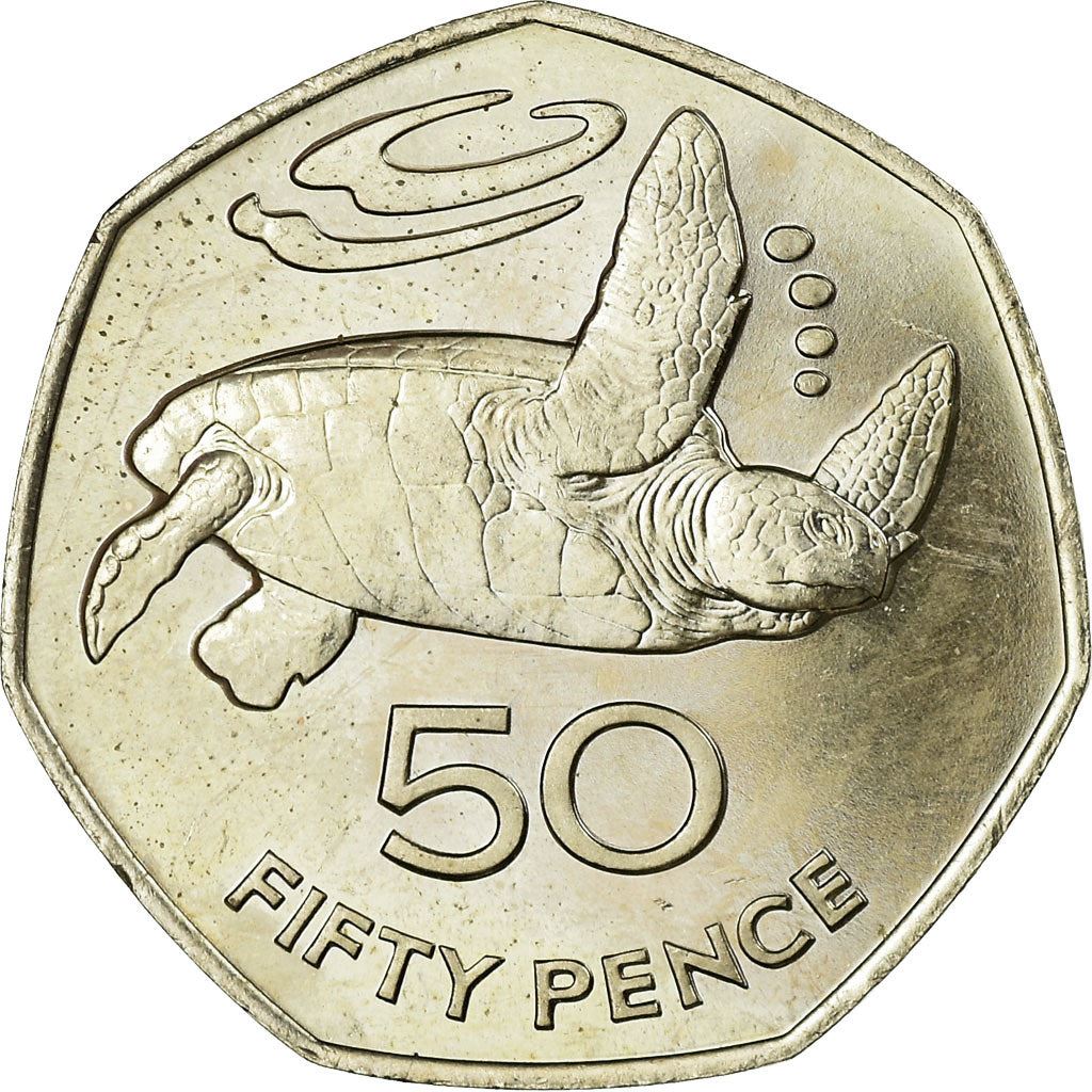 Sant'Elena e Ascensione | Moneta da 50 Pence | Elisabetta II | Tartaruga Marina Verde | Km:5 | 1984