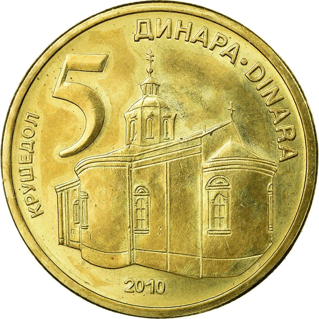 Serbia | 5 Dinara Coin | Krusedol Monastery | KM40 | 2005 - 2010