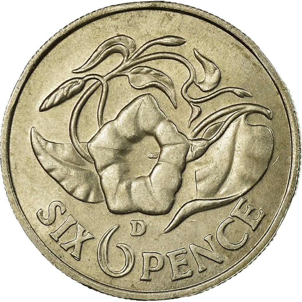 Zambia | 6 Pence Coin | Turbina corymbosa | Km:1 | 1964