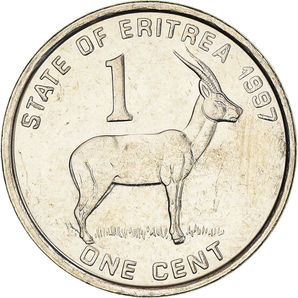 Eritrea | 1 Cent Munt | Gazelle | Soldaten | Vlag | Km:43 | 1997