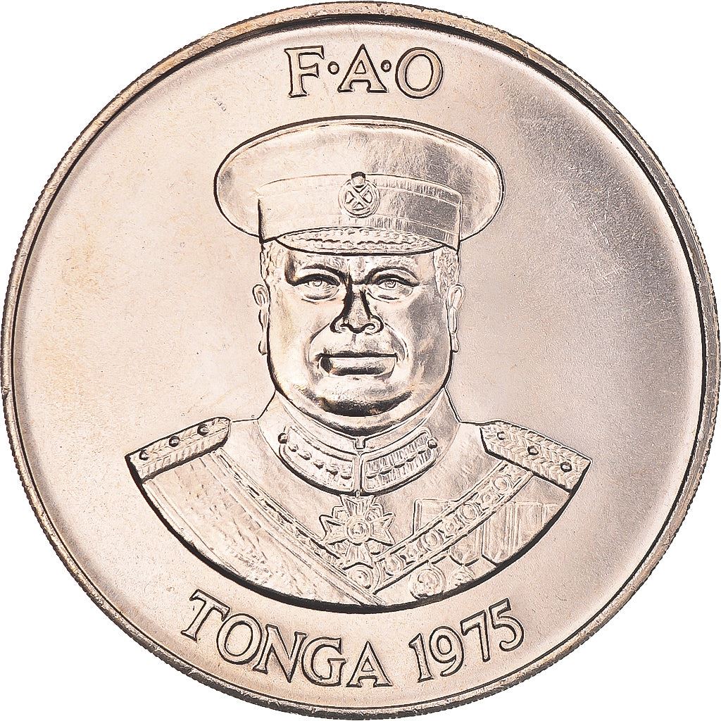 Tonga | 2 Pa'Anga Coin | King Tupou IV | FAO | Fish | Banana | Cow | Chicken | Pig | Palm Tree | Corn | Honey Bee | Watermelon | Km:49 | 1975 - 1977