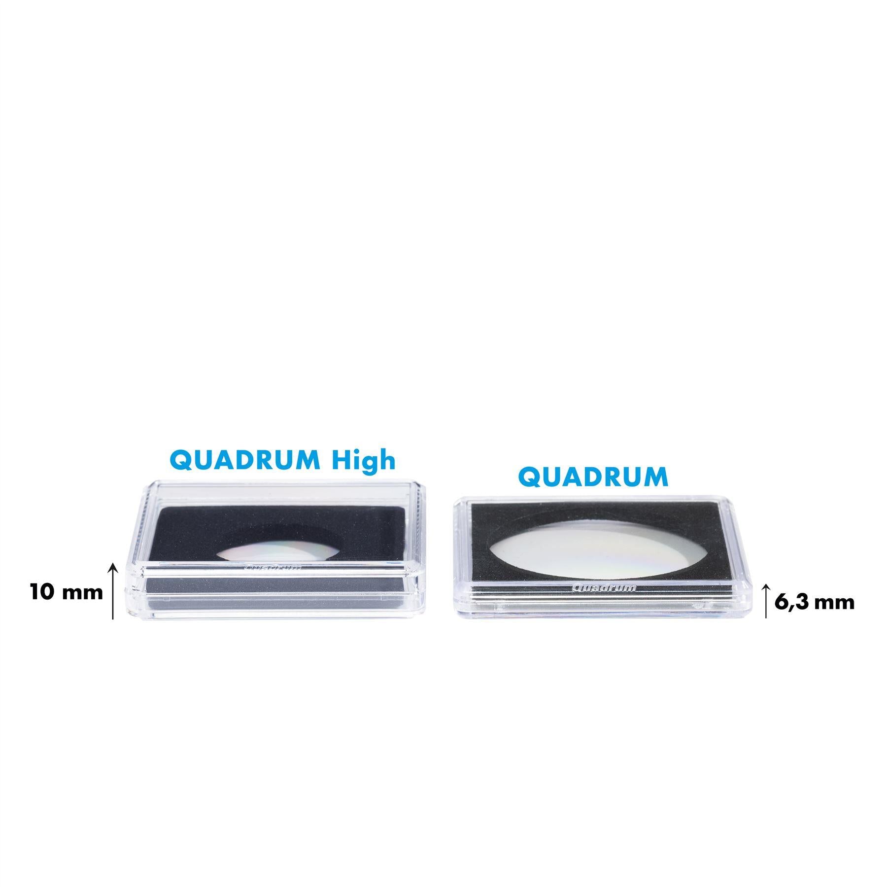 QUADRUM HIGH Square Capsules | 50x50x10mm Coin Capsules | For 11-41mm Diameter and up to 6mm Coin Thickness | Packs of 50
