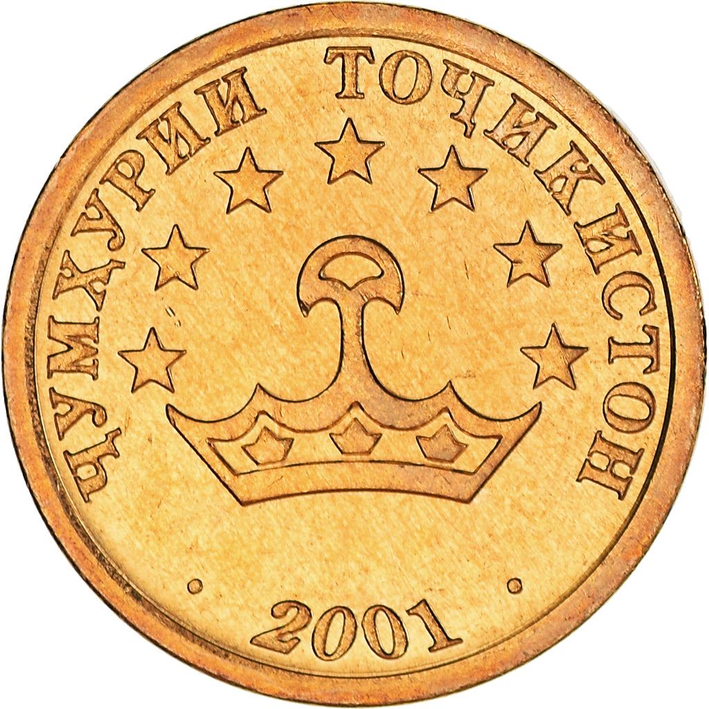 Tajikistan | 10 Diram Coin | Crown | Stars | Small Value | Km:3.1 | 2001