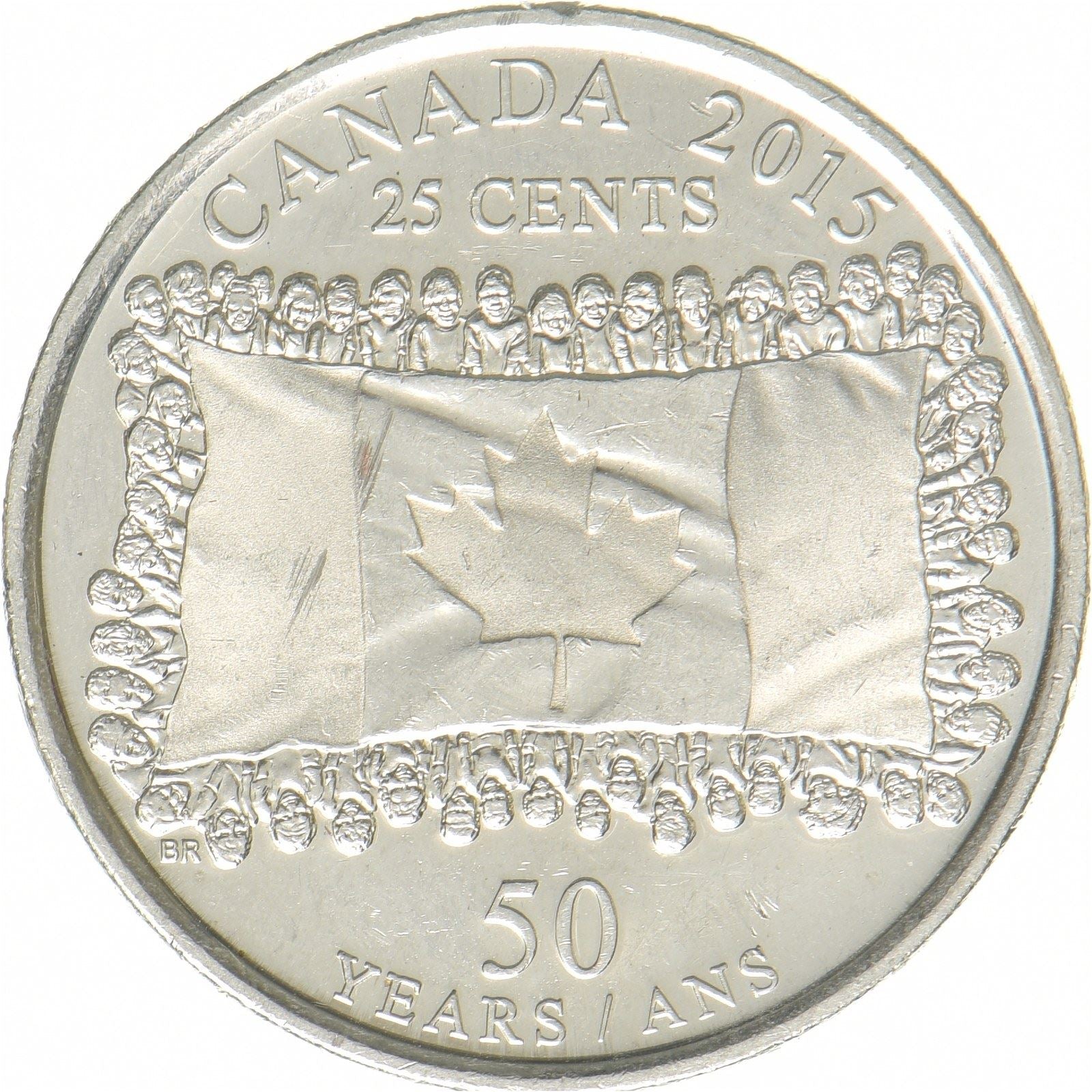 Canada | 25 Cents Coin | Canadian Flag | Nickel plated steel | KM:1851.2 | 2015