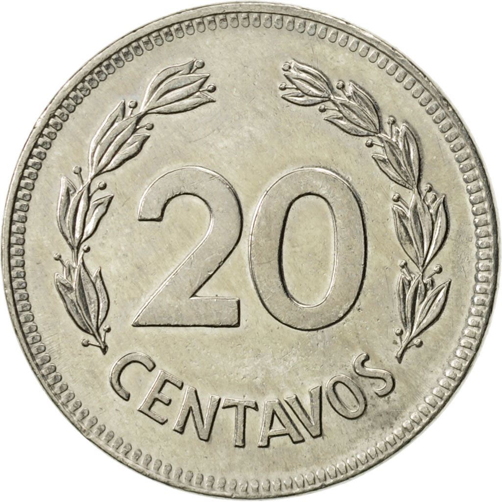 Ecuador | 20 Centavos Coin | Nickel clad steel | KM:77.2a | 1975-1981