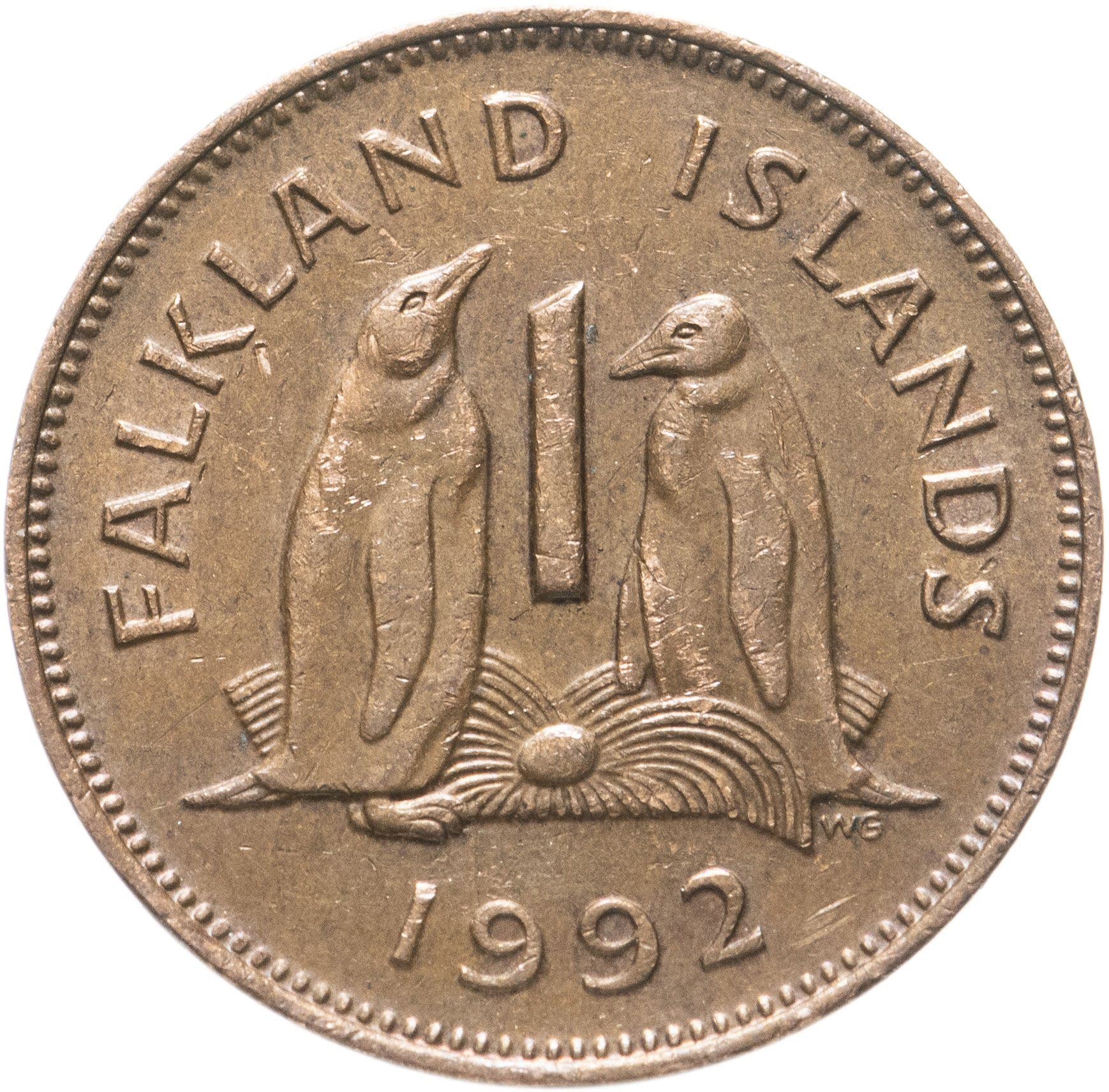 Falkland Islands | 1 Penny Coin | Gentoo Penguins | Km:2 | 1974 - 1992