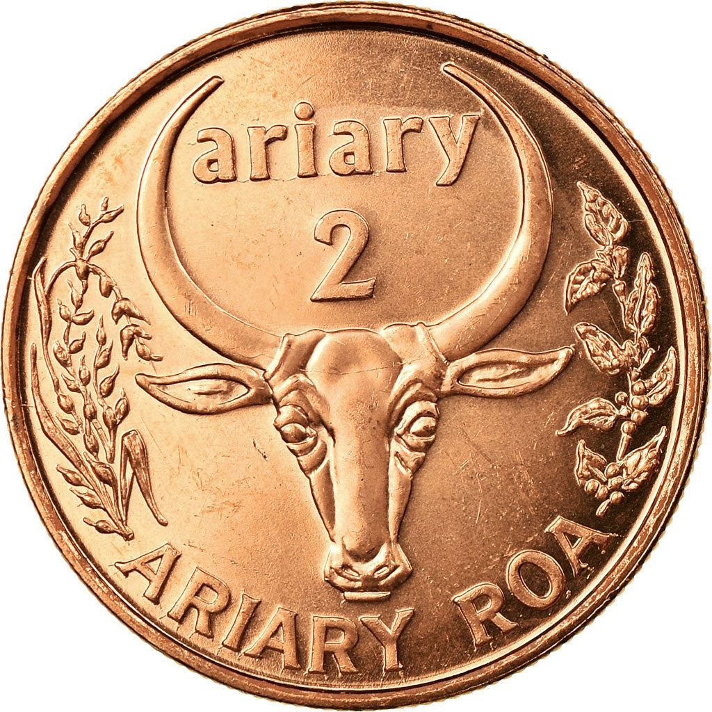 Madagascar | 2 Ariary Coin | Vanilla | Zebu | Km:30 | 2003