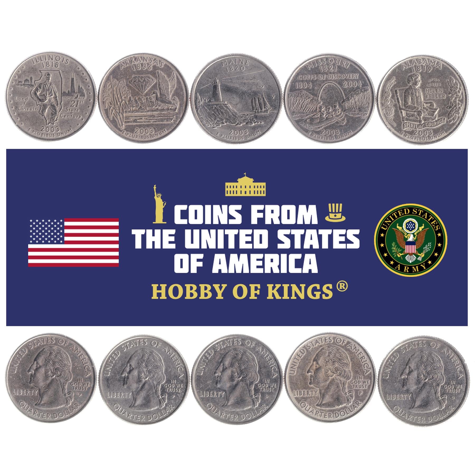 United States | 5 Coin Set | 1/4 Dollar | 2003