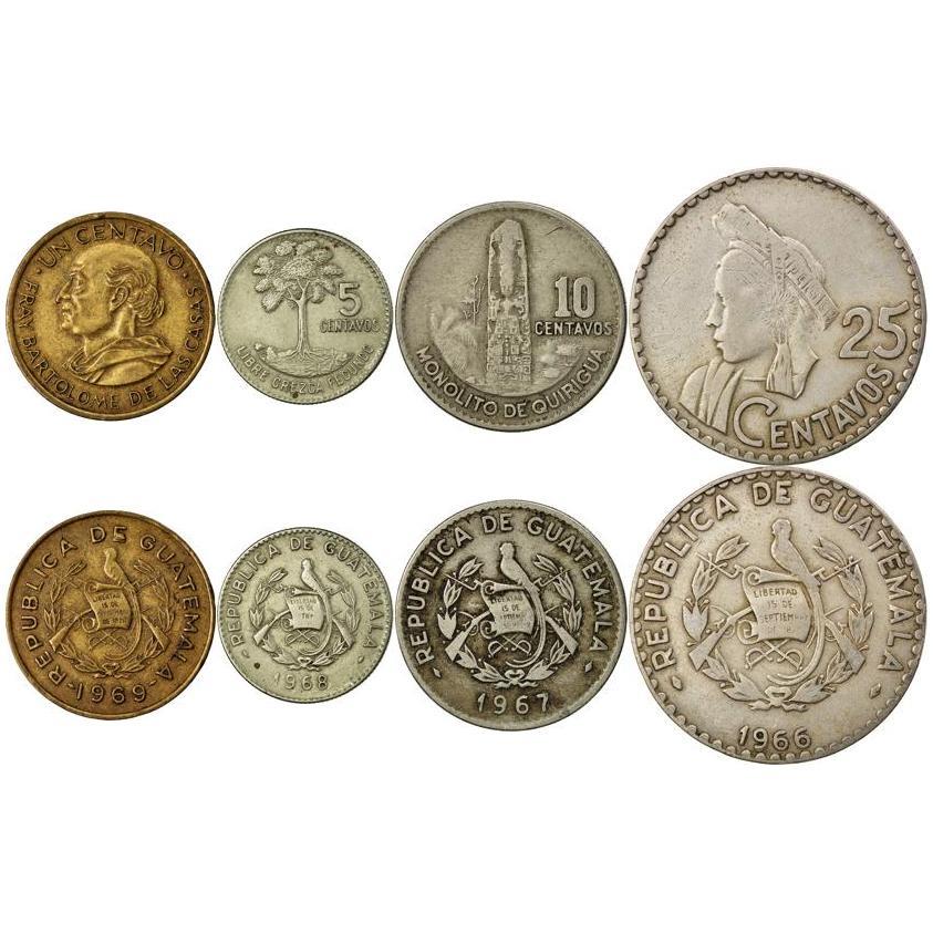 Guatemala | 4 Coin Set | 1 Centavo 5 10 25 Centavos | 1965 - 1970
