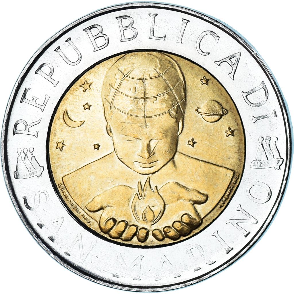 San Marino | 500 Lire Coin | Moon's surface | Km:394 | 1999