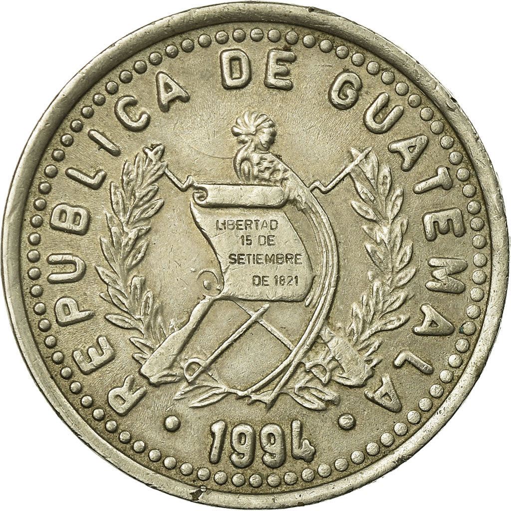 Guatemala | 25 Centavos Coin | Native bust | Km:278 | 1977 - 2000