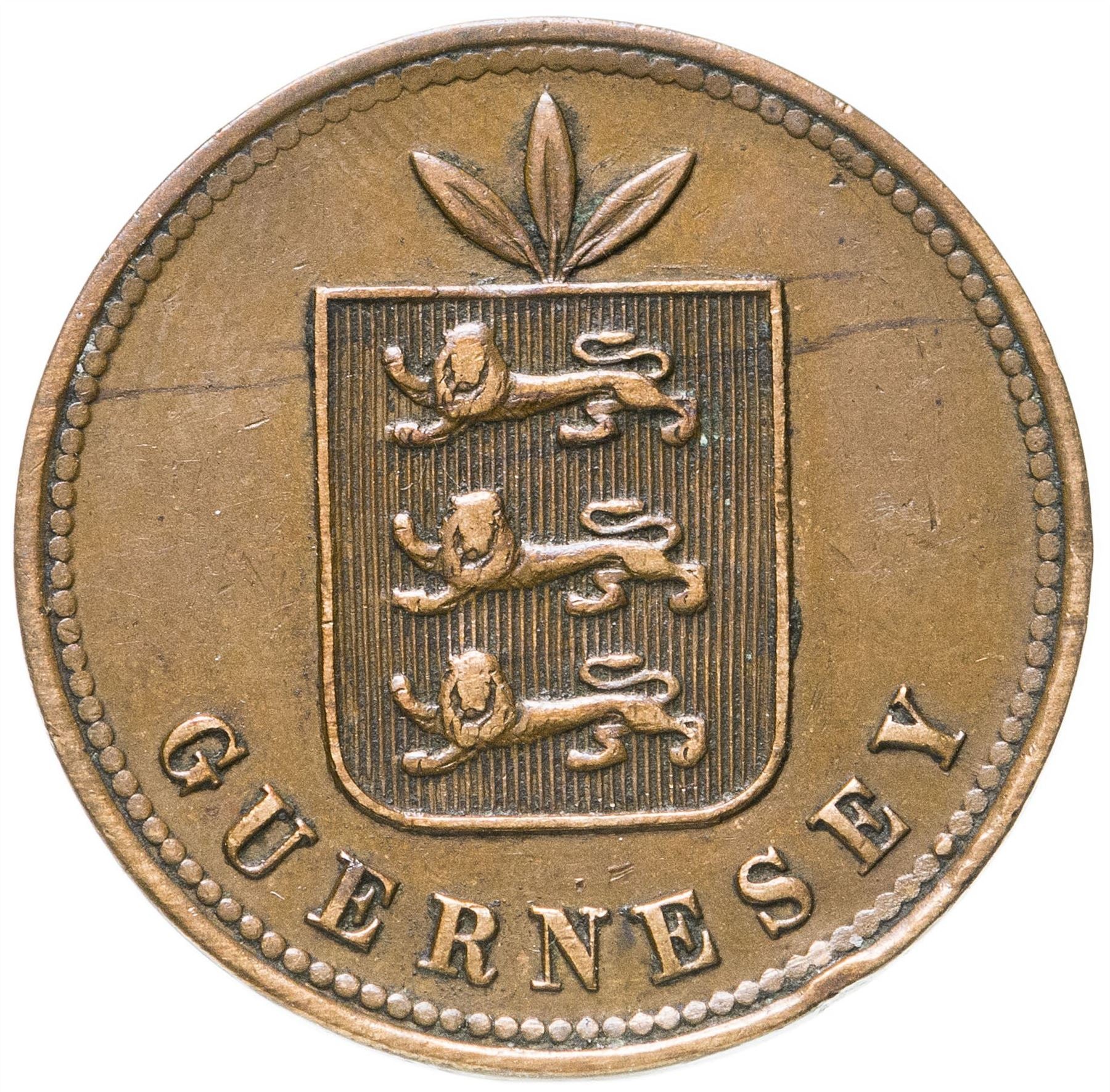 Guernsey 4 Doubles Coin | Guernsey Arms | KM5 | 1864 - 1911