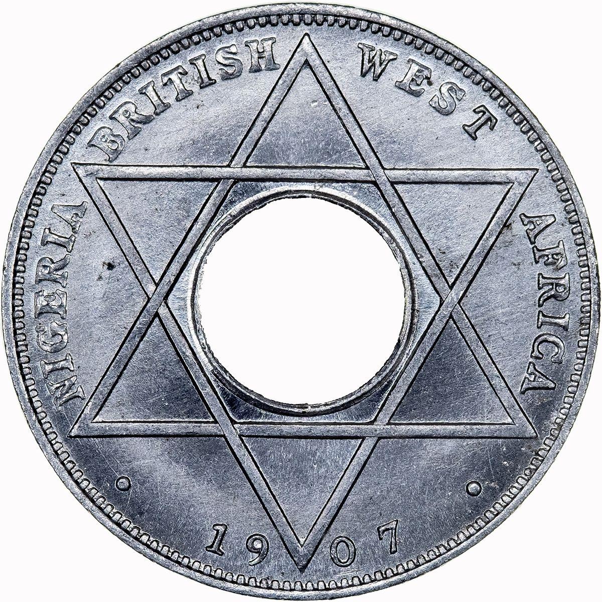 British West Africa | 1/10 Penny Coin | Crown | Hexagram | KM:1 | 1907 - 1908