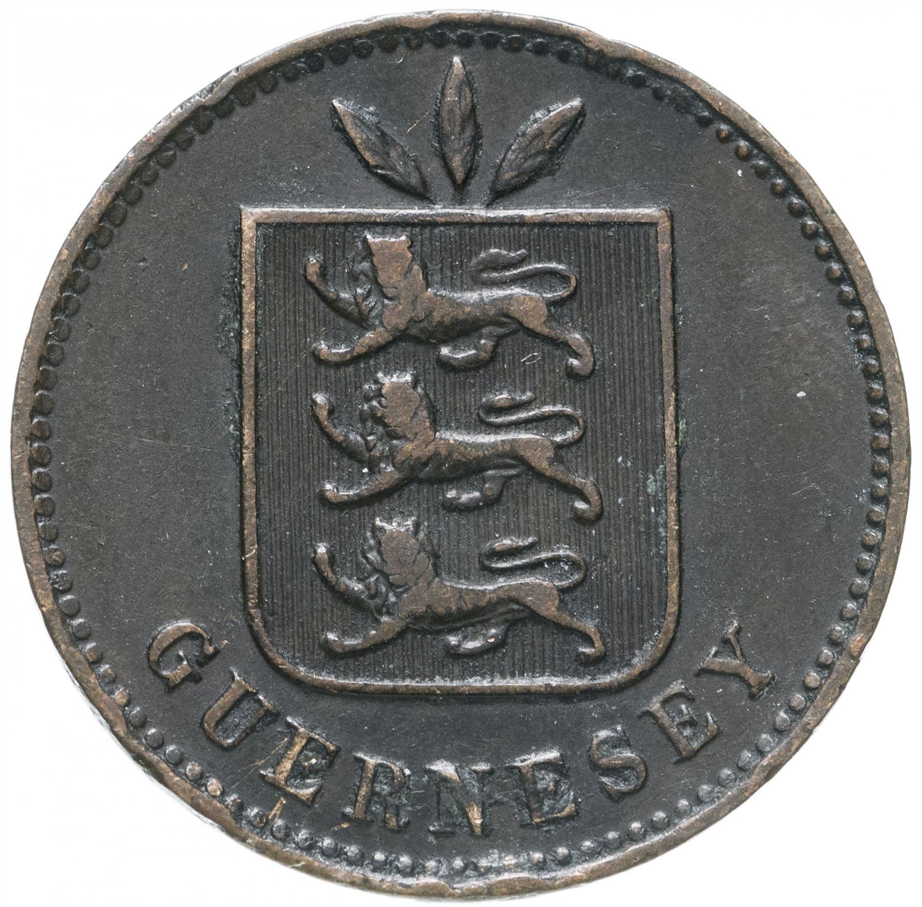 Guernsey 4 Doubles Coin | Guernsey Arms | KM5 | 1864 - 1911