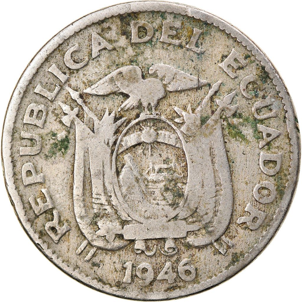 Ecuador | 20 centavos-mønt | Kobbernikkel | Krans | KM:77.1b | 1946