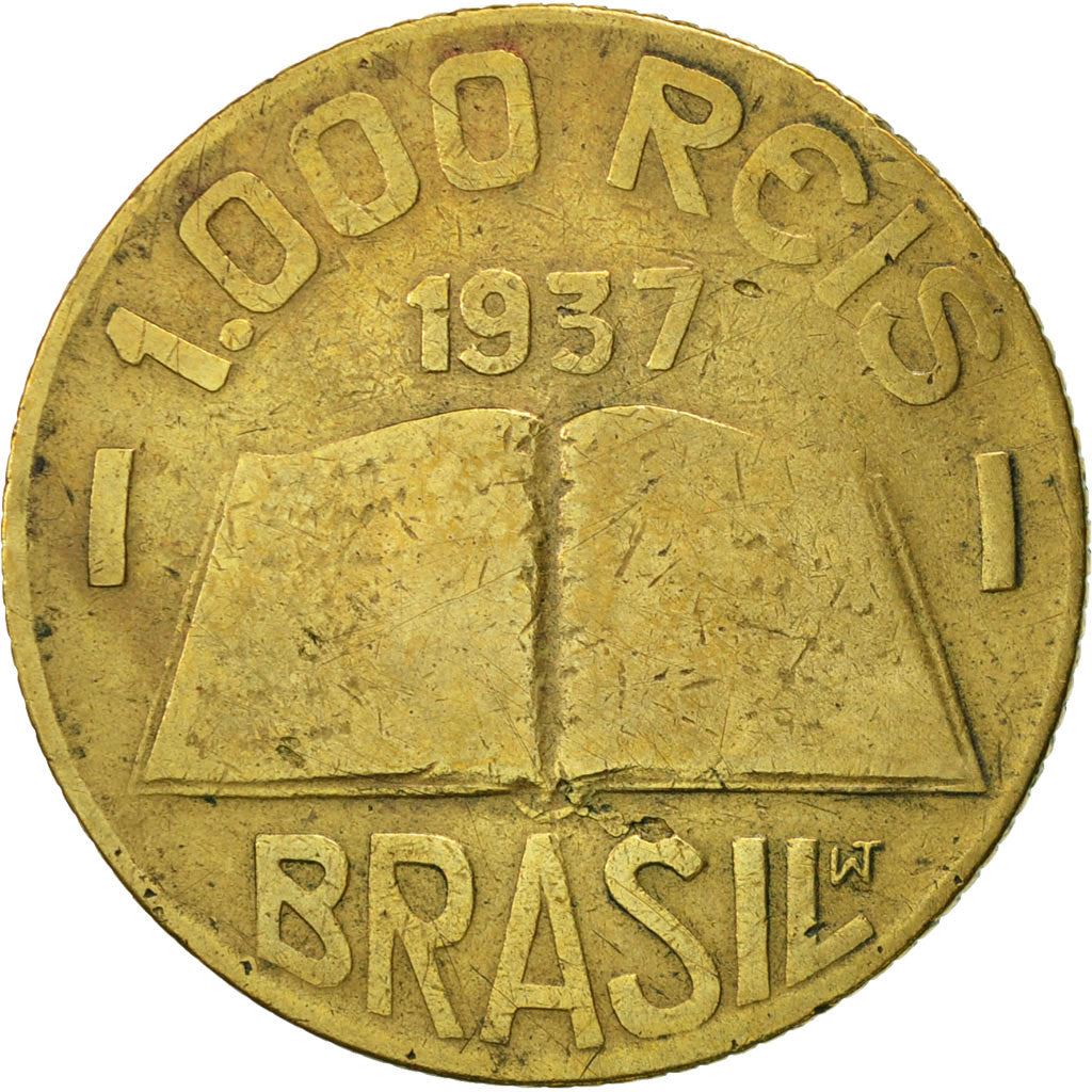 Brazil | 1000 Reis Coin | Open bible | KM:541 | 1936 - 1938